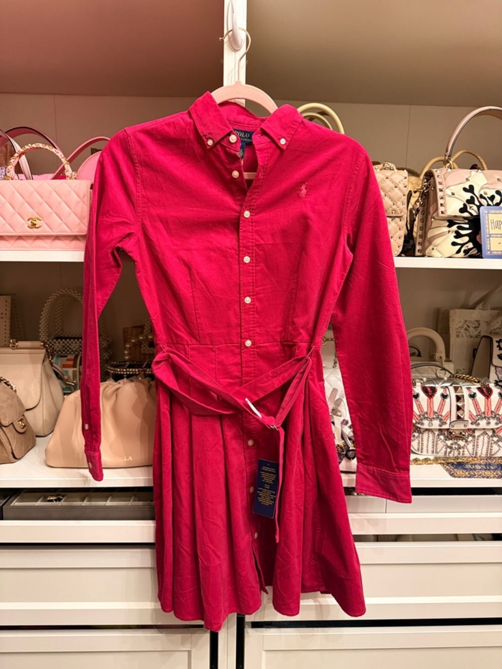 NWT Polo by Ralph Lauren Women’s Pink Button-Front Shirt Dress